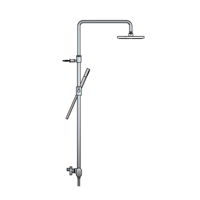 Hotbath Get together SDS8 Colonne de douche - thermostatique - avec douche pluie 20cm rond - et douchette stick - Chrome