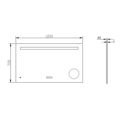 Best Design Miroir Linet incl. horloge & grossissement L120 x H70cm