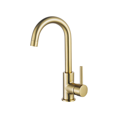 Fortifura Calvi wastafelkraan - hoog - draaibare - uitloop - PVD - geborsteld messing (goud)