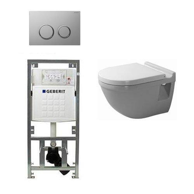 Duravit Philippe Starck 3 toiletset vlakspoel inbouwreservoir set bedieningsplaat sigma20 chroom