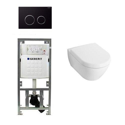 Villeroy & Boch Subway 2.0 Compact avec abattant ensemble de toilette avec réservoir encastré Geberit et plaque de commande Sigma20 noire