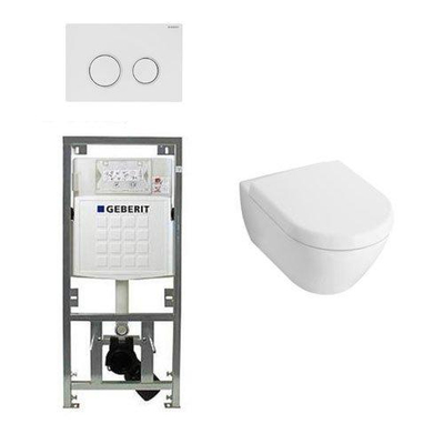 Villeroy & Boch Subway 2.0 Compact avec abattant ensemble WC avec réservoir encastré Geberit et plaque de commande Sigma20 blanc