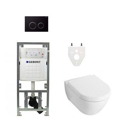 Villeroy Boch Subway 2.0 DirectFlush Toiletset - geberit reservoir - softclose - bedieningsplaat sigma20 - zwart