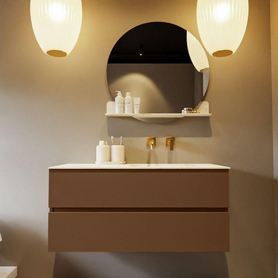 MONDIAZ VICA-DLUX Ensemble meuble de salle de bains - 110cm - meuble bas rust- 2 tiroirs - lavabo encastré cloud à droite - sans trous de robinet - version hauteur 60cm - frape