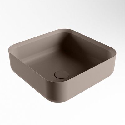 Mondiaz Binx Waskom - 36x36x13cm - vierkant - opbouw - Solid surface - Smoke/Smoke