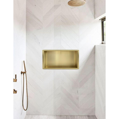 Saniclass Hide Niche de salle de bains encastrable 30x60x7cm inox avec cadre Or brossé