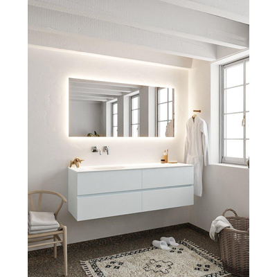 Mondiaz VICA ensemble de meuble de salle de bain - 150cm - meuble sous-vasque argile - 4 tiroirs - lavabo lune gauche - sans trou de robinet - miroir LED - version XL 60cm de haut