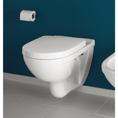 Villeroy & Boch O.novo toiletset met Geberit inbouwreservoir met diepspoel wandcloset wit softclose zitting en bedieningsplaat met ronde knoppen wit