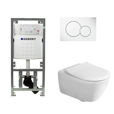 Villeroy & Boch Subway 2.0 set encastré avec WC suspendu à évacuation profonde DirectFlush abattant slimseat plaque de commande blanc