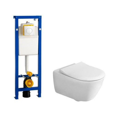 Villeroy & Boch Subway 2.0 kit encastrable Wisa avec WC suspendu à évacuation profonde abattant slimseat plaque de commande blanc