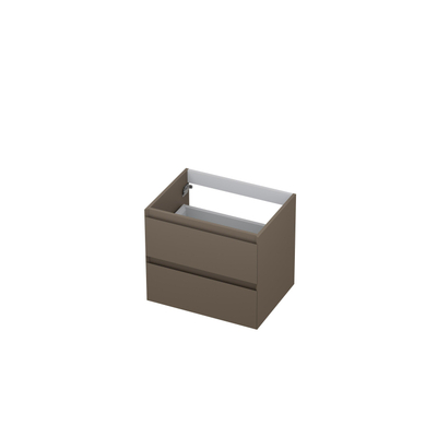 INK Wastafelonderkast - 60x45x52cm - 2 lades - greeploos - MDF lak - Mat taupe