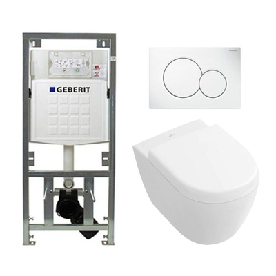 Villeroy Boch Subway 2.0 compact DirectFlush Toiletset - Geberit reservoir - bedieningsplaat - softclose - quickrelease - wit