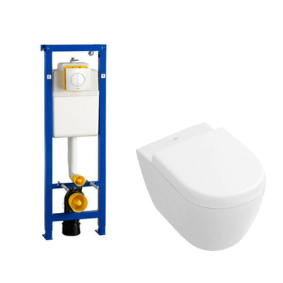 Villeroy & Boch Subway 2.0 compact DirectFlush ensemble WC avec réservoir Wisa et plaque de commande abattant softclose avec déclipsage rapide blanc