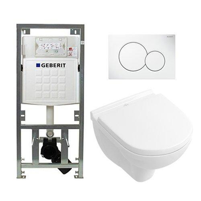 Villeroy & Boch O.novo Compact ensemble encastré avec WC suspendu à bride fermée blanc abattant softclose plaque de commande blanche