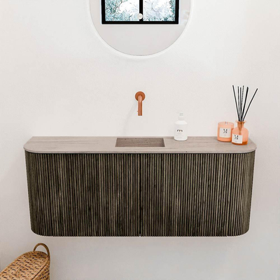 Mondiaz JOYA-DLUX 103.2cm toiletmeubel - ronding links en rechts kleur Shadow - Wastafel FAYE positie Midden Zonder kraangat kleur Saba.