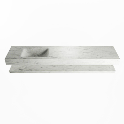 MONDIAZ ALAN - DLUX Badkamermeubelset - 200cm - planchet - Opalo - vrijhangende wastafel - wasbak links - 1 kraangat - Opalo