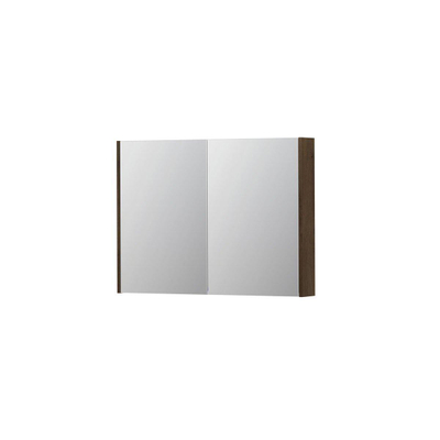 INK SPK2 spiegelkast – 100x74x14 cm – 2 deuren, dubbelzijdige spiegeldeuren – Fineer Chocolate mat