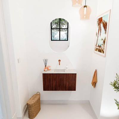 Mondiaz JOYA-DLUX 70cm meuble de salle de bains - couleur Ruby - Lavabo FAYE position Milieu Sans trou de robinet couleur Ostra.