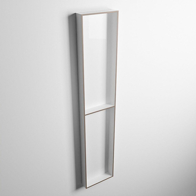 Mondiaz Easy nis 29.5x89.5x8cm voor Inbouw/opbouw 2 open vakken Solid surface Talc/Smoke