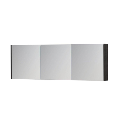 INK SPK1 Spiegelkast - 180x14x60cm - 3 deuren - dubbelzijdige Spiegel - schakelaar en stopcontact - MFC Houtskool eiken