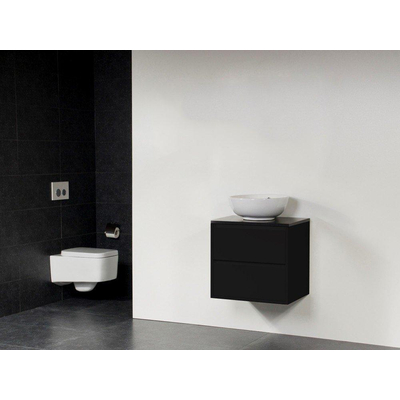 Saniclass New Future Kos Vasque à poser blanc Meuble salle de bains 60cm sans miroir noir brillant
