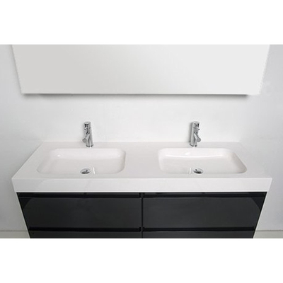 INK Wastafelonderkast - 100x45x52cm - 2 lades - greeploos - MDF lak - Antraciet mat