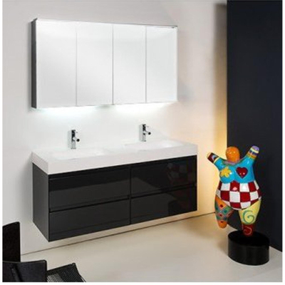 INK Wastafelonderkast - 100x45x52cm - 2 lades - greeploos - MDF lak - Antraciet mat