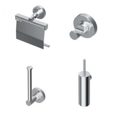 Ideal Standard Iom ensemble d’accessoires pour WC avec patère porte-serviette dérouleur de papier toilette avec couvercle avec ensemble balai WC et porte-rouleau de réserve chromé