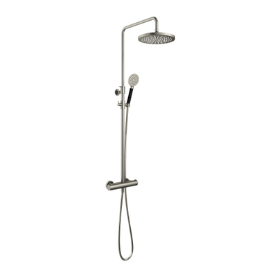 Hotbath Cobber Thermostatische regendoucheset - met 30cm ronde hoofddouche ronde handdouche - geborsteld nikkel (RVS)