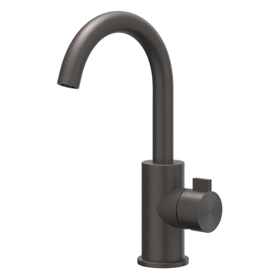 Ivy Tribe wastafelkraan - met draaibare uitloop - PVD - geborsteld carbon black (antraciet)