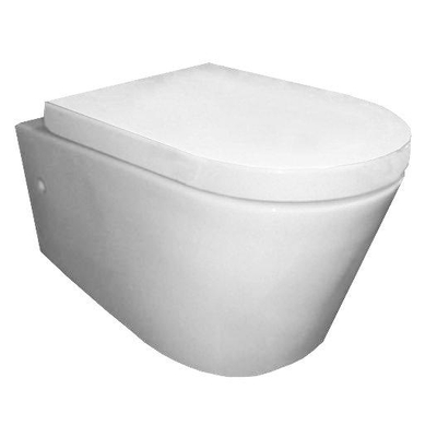 Exellence Flow WC suspendu à fond creux 55cm Rimfree avec revêtement Nano et abattant blanc