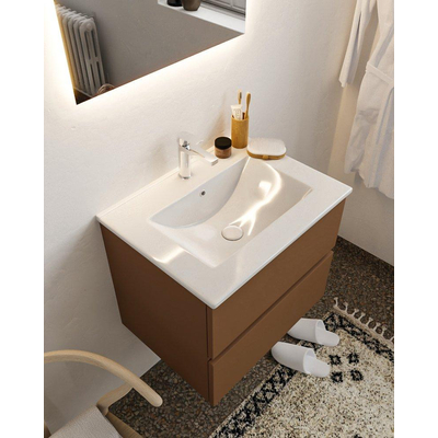 Mondiaz VICA ensemble de meuble de salle de bain - 60cm - meuble sous-vasque reposant - 2 tiroirs - lavabo denia milieu - 1 trou de robinet - version XL 60cm de haut