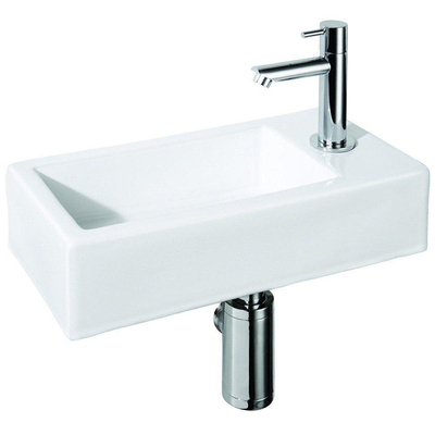 Differnz lave-mains 36x9x18cm 1 trou pour robinet à droite céramique Blanc