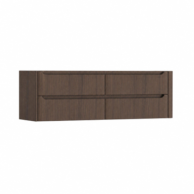 H&R Badmeubelen Juice Wastafelonderkast - 160x45x50cm - rechterhoek afgerond - 4 lades - geïntegreerde greep - coffee
