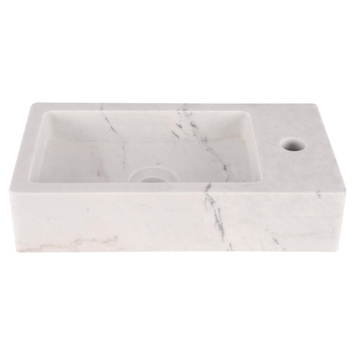 Differnz Hura Lave-mains - 40x22x9cm - Pierre marbrée - blanc