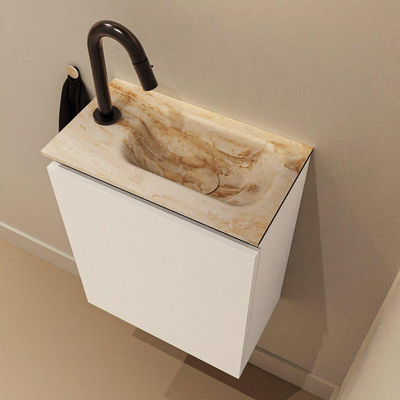 MONDIAZ TURE-DLUX Meuble de toilettes 40 cm Talc. EDEN lavabo Frappe position droite. Avec 1 trou de robinet.