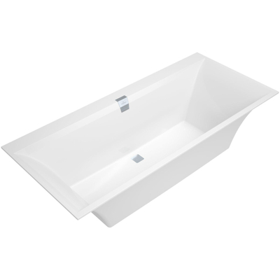 Villeroy & Boch Squaro edge 12 bad quaryl rechthoekig - 180x80x45cm - inclusief poten en afvoer /overloopcombinatie - glans wit