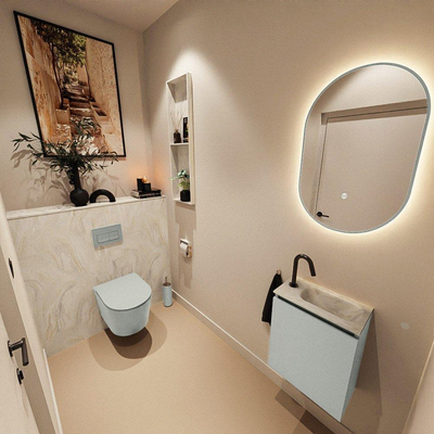 MONDIAZ TURE-DLUX 40cm toiletmeubel Greey. EDEN wastafel Ostra positie rechts. Met 1 kraangat.