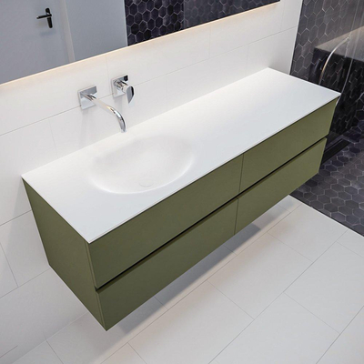 Mondiaz VICA ensemble de meuble de salle de bain - 150cm - meuble sous lavabo armée - 4 tiroirs - lavabo lune gauche - sans trou de robinet XL version 60cm haut