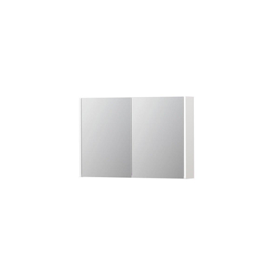 INK SPK1 Spiegelkast - 90x14x60cm - 2 deuren - dubbelzijdige Spiegel - schakelaar en stopcontact - MDF lak wit hoogglans