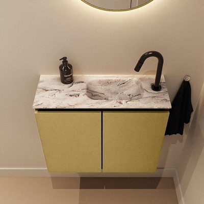 MONDIAZ TURE-DLUX 60cm toiletmeubel Oro. EDEN wastafel Glace positie rechts. Met 1 kraangat.