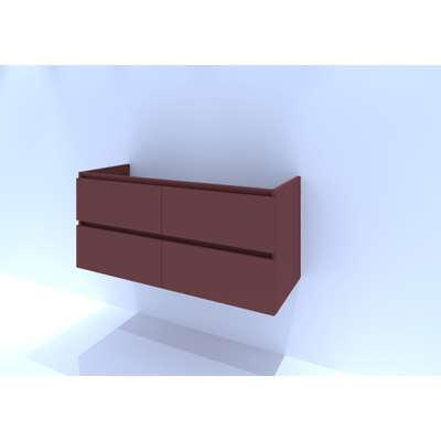 HR badmeubelen Infinity Meuble sous-lavabo - 120x44.8x55cm - 4 tiroirs - sans découpe pour siphon - sans poignée - terra mat