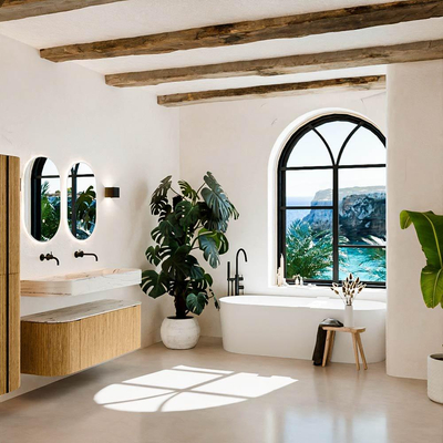 MONDIAZ THOR-DLUX 130cm badmeubel ronding links + rechts kleur Oak met 1 lade en 2 deuren. Vrijhangende wastafel CLOUD Dubbel zonder kraangat kleur Nata.