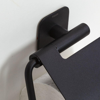 Tiger Colar Porte-rouleau de papier toilette - avec clapet - autocollant - noir