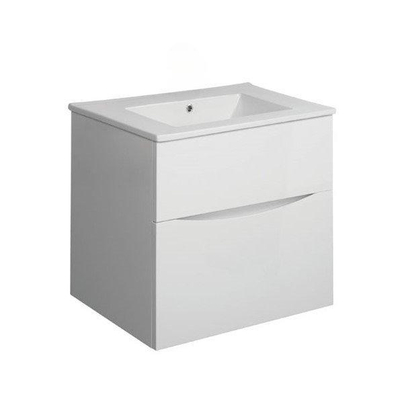 Crosswater Glide II Ensemble meuble de salle de bains - 50x45x52cm - 2 tiroirs - sans poignées - lavabo blanc - blanc brillant