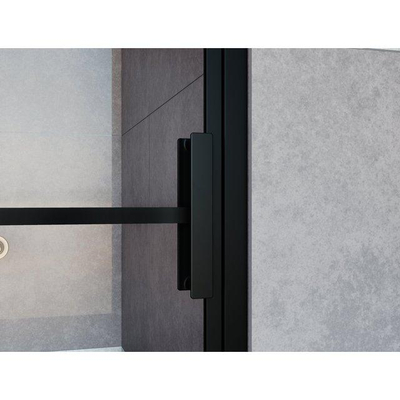 FugaFlow Efficiente Vetro Porte de douche 100x200cm avec paroi fixe verre de sécurité anticalcaire cadre Lines à l'extérieur Noir mat