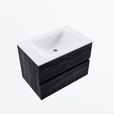 Mondiaz VICA ensemble de meuble de salle de bain - 70cm - meuble sous-vasque Anthracite - 2 tiroirs - lavabo nuage milieu - 1 trou de robinet - version haute 60cm - talc