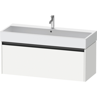 Duravit Ketho.2 Wastafelonderbouwkast - met 1 lade - voor enkele wastafel - 118.4x46x44cm - met greep antraciet - wit mat