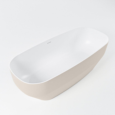 MONDIAZ STONE baignoire autoportante - 170x75cm - lin mat / talc (beige / blanc)