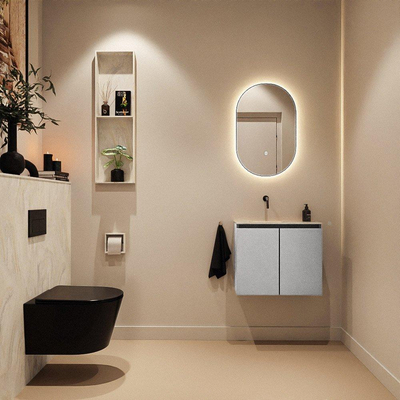 MONDIAZ TURE-DLUX Meuble WC 60 cm Plata. Lavabo EDEN Ostra position gauche. Sans trou de robinet.